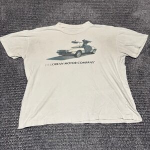 DMC Mens T Shirt DeLorean Motor Company Car Graphic Print M Cream‎